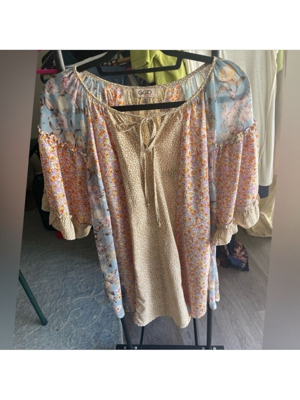 Gigio Multicolor Floral and Dot Blouse